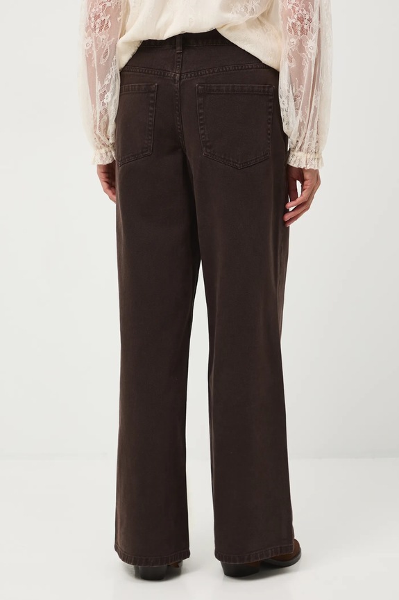 Odzież Jeansy bawełniane damskie wide leg gładkie RW25-SJD800 brązowy