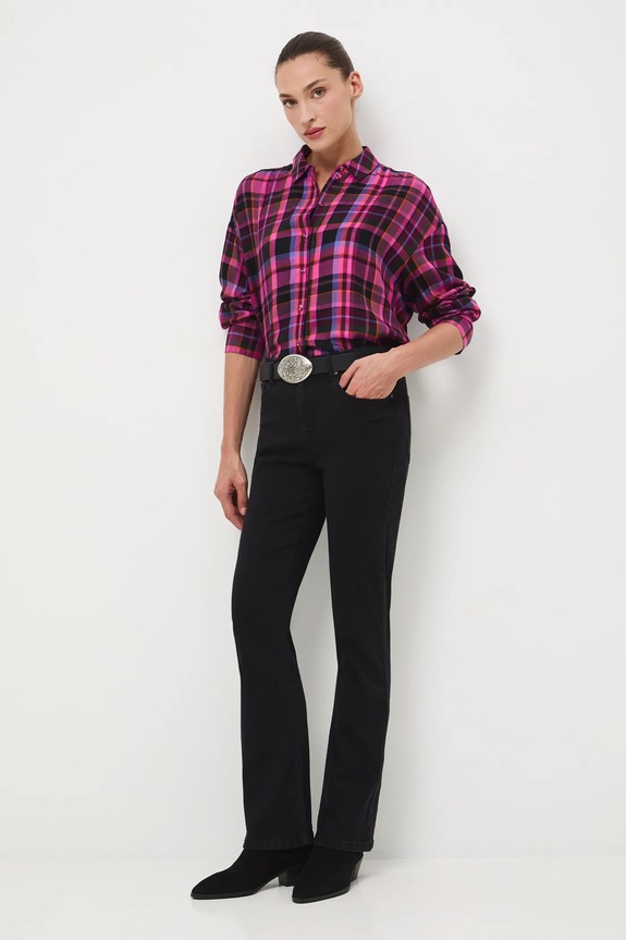 Jeansy damskie straight z efektem sprania czarny RW25-SJD802