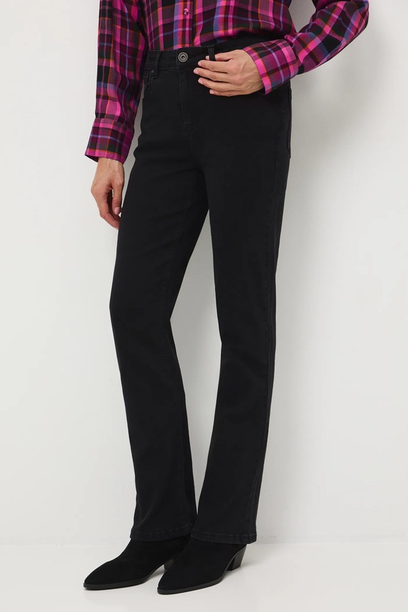Jeansy damskie straight z efektem sprania RW25-SJD802 czarny RW25