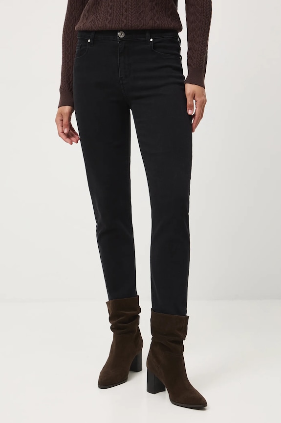 Jeansy damskie boyfriend z efektem sprania RW25-SJD805 czarny RW25