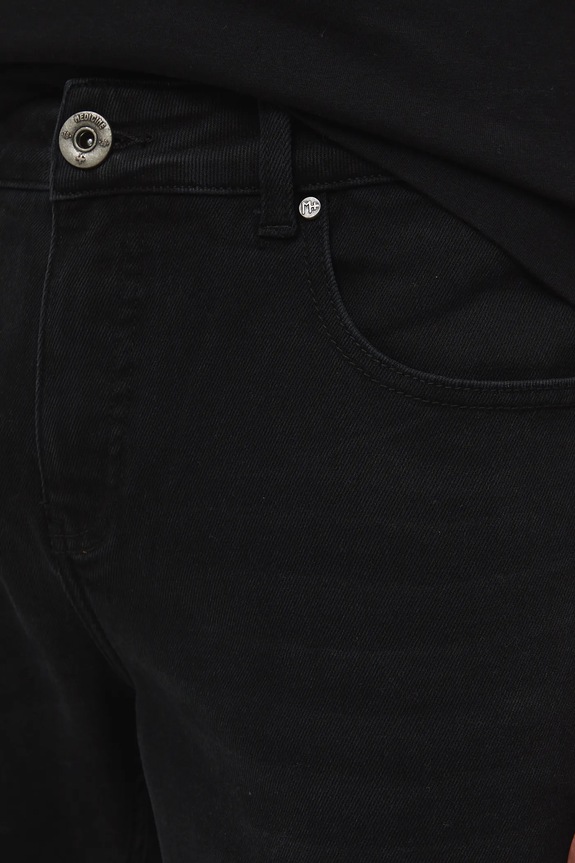 Jeansy męskie slim z efektem sprania czarny RW25-SJM305