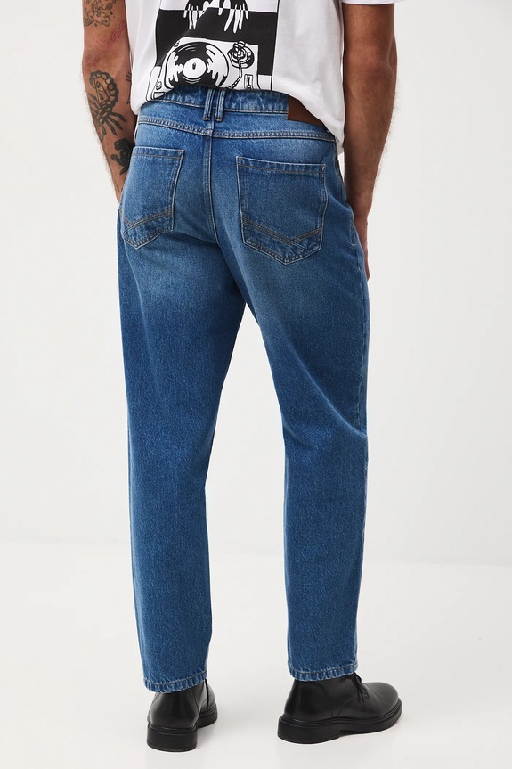 Odzież Jeansy bawełniane męskie loose z efektem sprania RW25-SJM604 niebieski