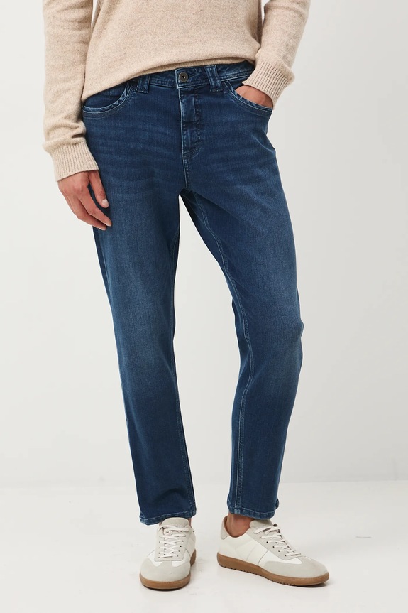 Jeansy męskie tapered z efektem sprania RW25-SJM702 niebieski RW25