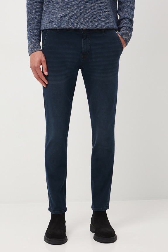 Jeansy bawełniane męskie z elastanem slim granatowy RW25-SJM704