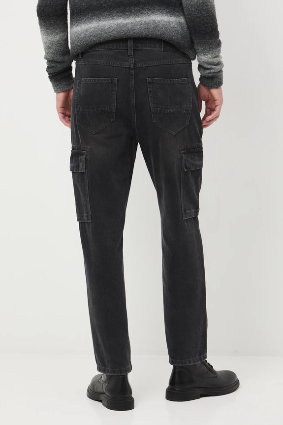Odzież Jeansy bawełniane męskie regular z efektem sprania RW25-SJM806 czarny