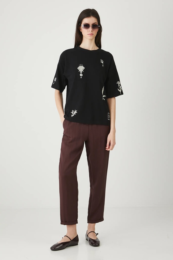 Spodnie damskie chino gładkie RW25-SPD104 brązowy RS26