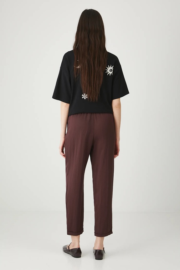 Odzież Spodnie damskie chino gładkie RW25-SPD104 brązowy