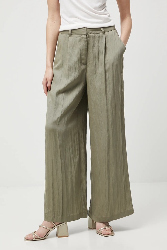 Spodnie damskie wide leg gładkie RW25-SPD300 zielony RW25