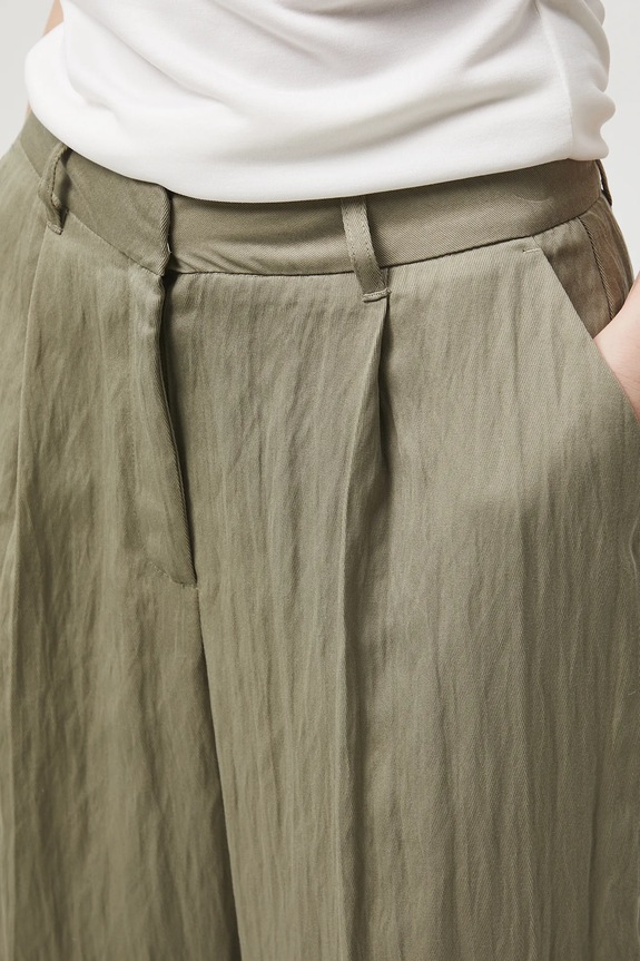 Spodnie damskie wide leg gładkie zielony RW25-SPD300