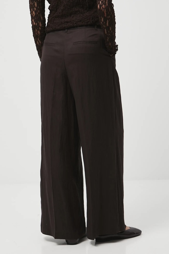 Odzież Spodnie damskie wide leg gładkie RW25-SPD300 brązowy