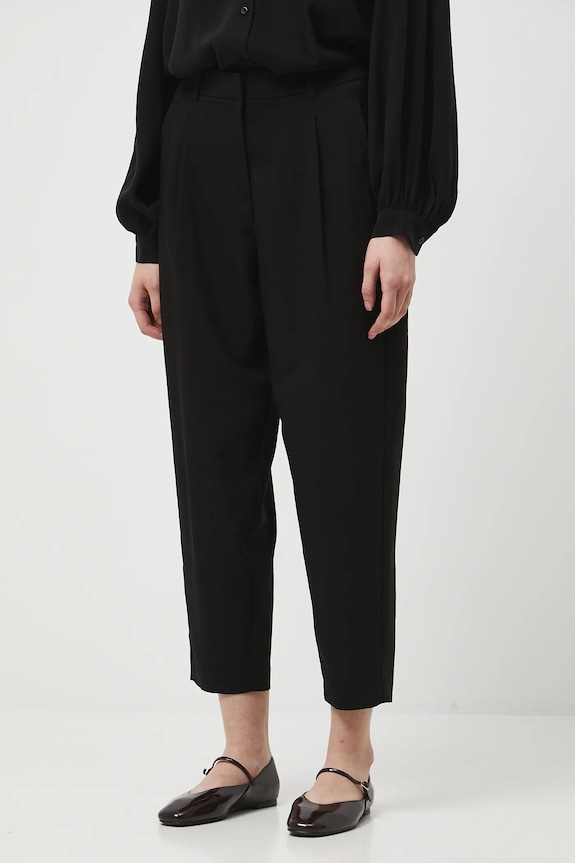 Spodnie damskie slouchy gładkie czarny RW25-SPD304