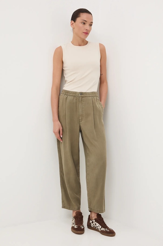 Spodnie damskie slouchy z lyocellu RW25-SPD400 zielony RW25