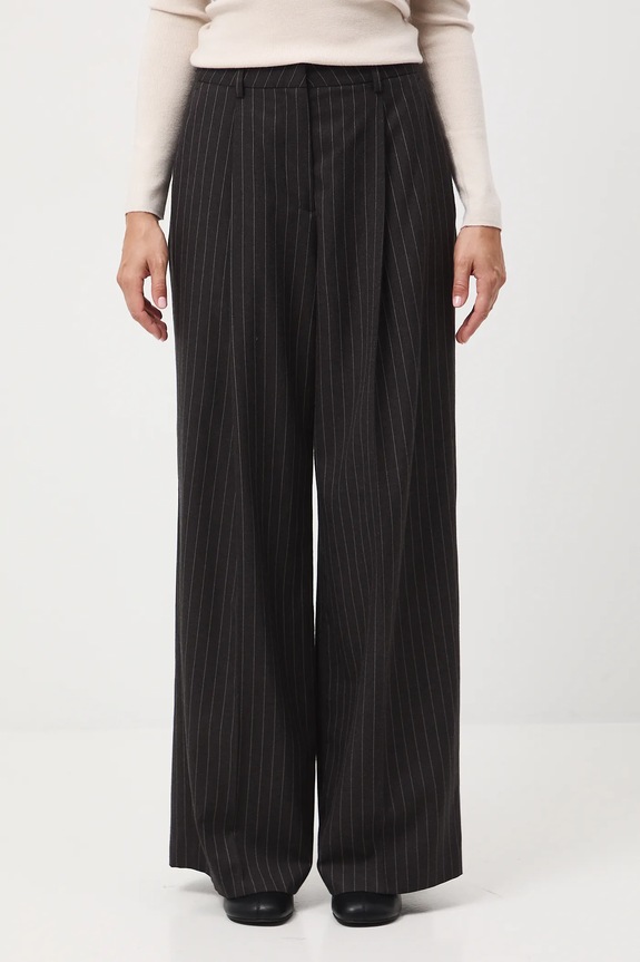 Spodnie z domieszką wełny damskie wide leg RW25-SPD500 szary RW25