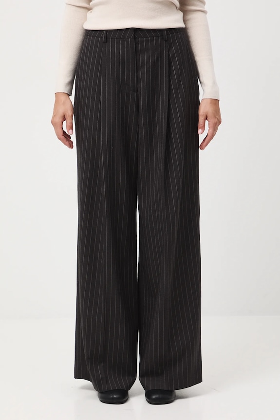 Spodnie z domieszką wełny damskie wide leg RW25-SPD500 szary RW25
