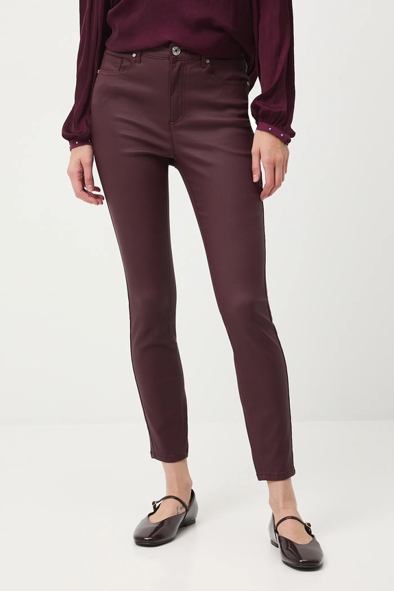 Spodnie damskie skinny woskowane RW25-SPD700 bordowy RW25