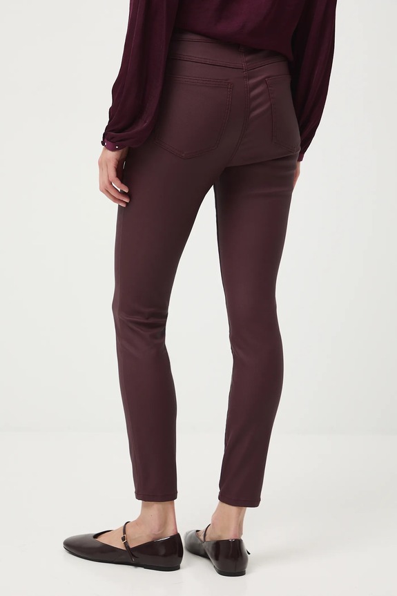Odzież Spodnie damskie skinny woskowane RW25-SPD700 bordowy