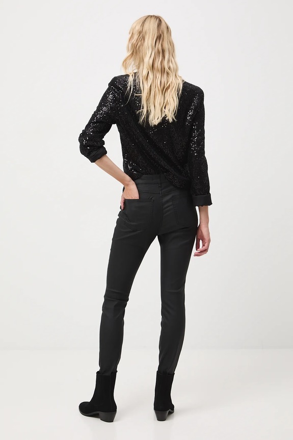 Spodnie damskie skinny woskowane czarny RW25-SPD700
