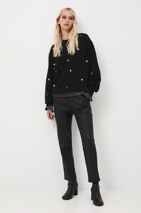 Spodnie damskie chino woskowane tkanina czarny RW25-SPD701
