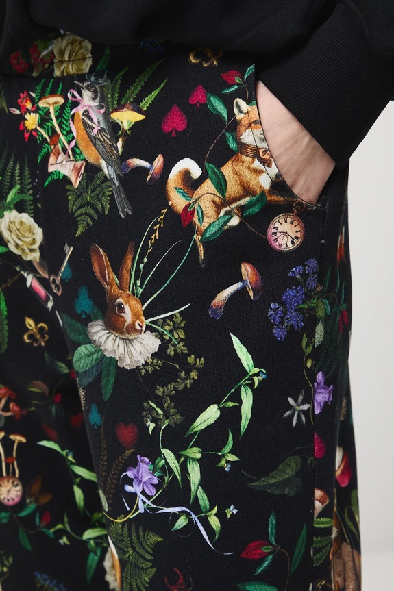 Tepláky vzorované čierna RW25-SPD902