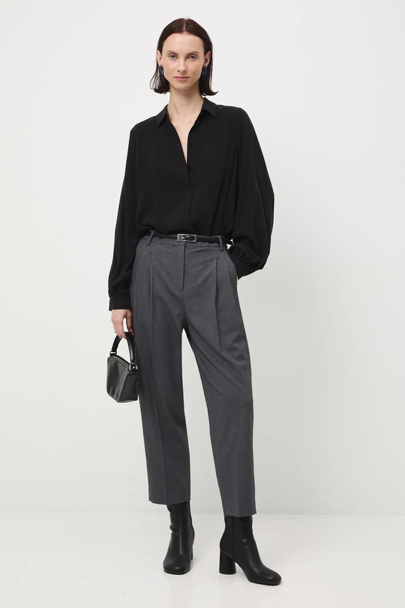Spodnie damskie slouchy melanżowe tkanina szary RW25-SPD903