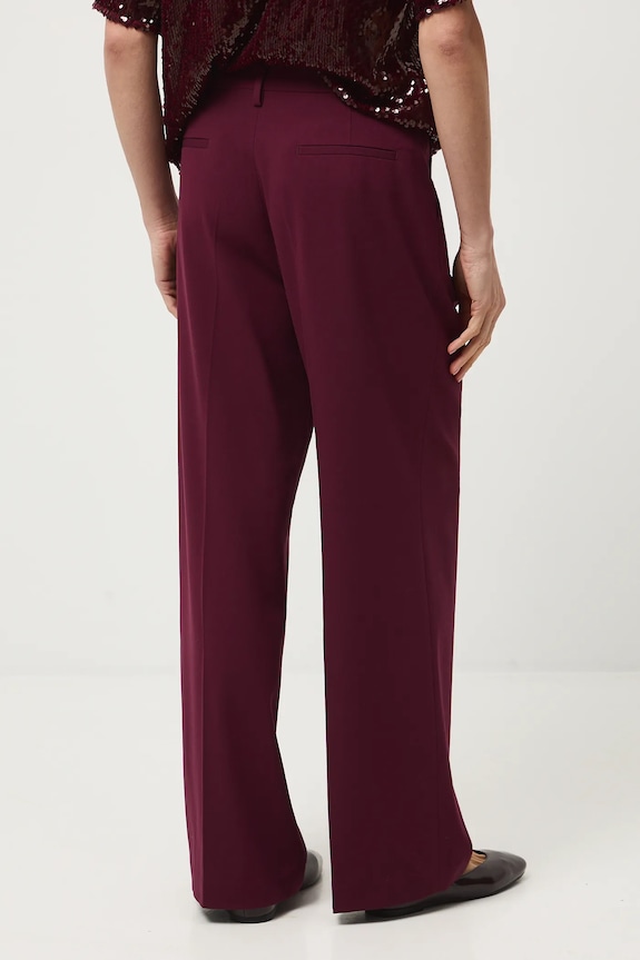 Odzież Spodnie damskie wide leg gładkie RW25-SPDA01 bordowy