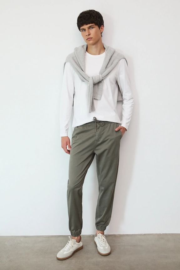 Spodnie męskie jogger z diagonalu RW25-SPM040 zielony RW25