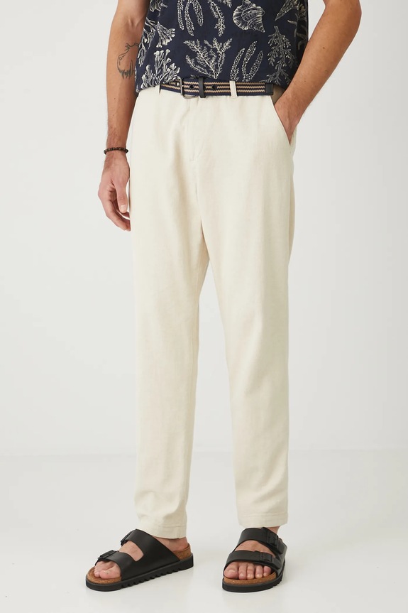 Παντελόνι με λινό μείγμα Medicine ύφασμα μπεζ RW25-SPM101