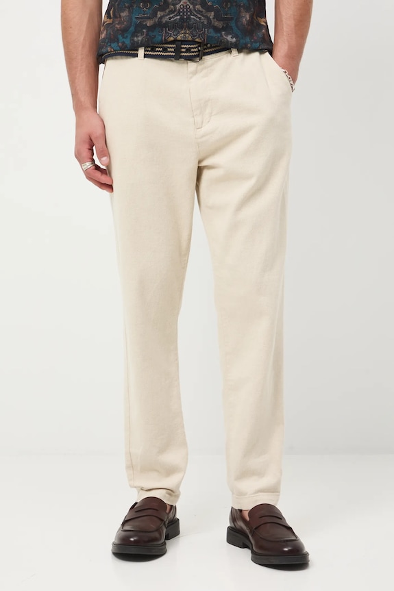 Ρούχα Παντελόνι με λινό μείγμα Medicine RW25-SPM101 μπεζ