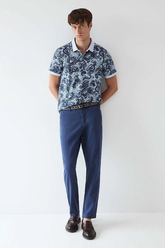 Παντελόνι με λινό μείγμα Medicine RW25-SPM101 σκούρο μπλε RW25