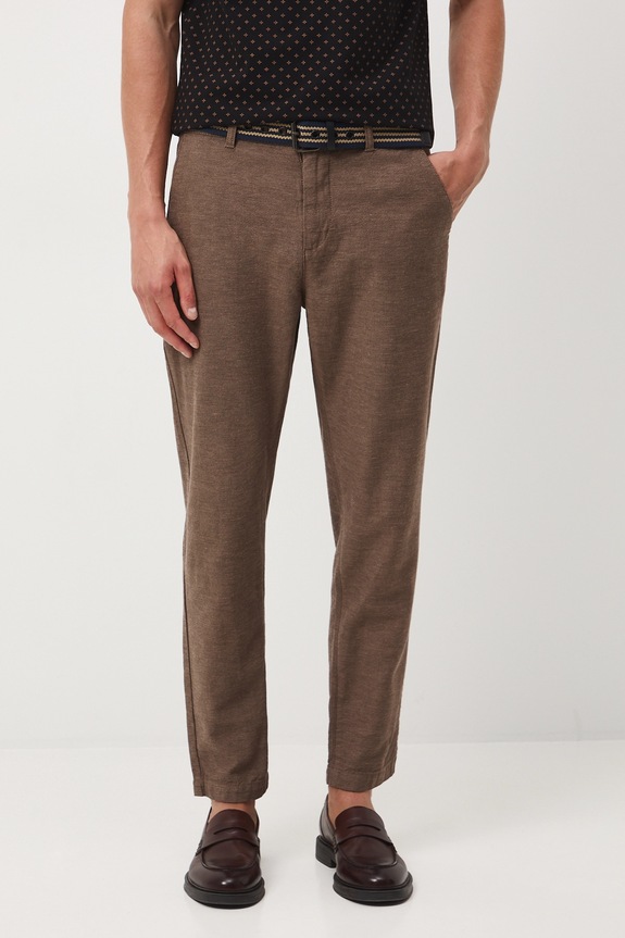 Παντελόνι με λινό μείγμα Medicine ύφασμα καφέ RW25-SPM101