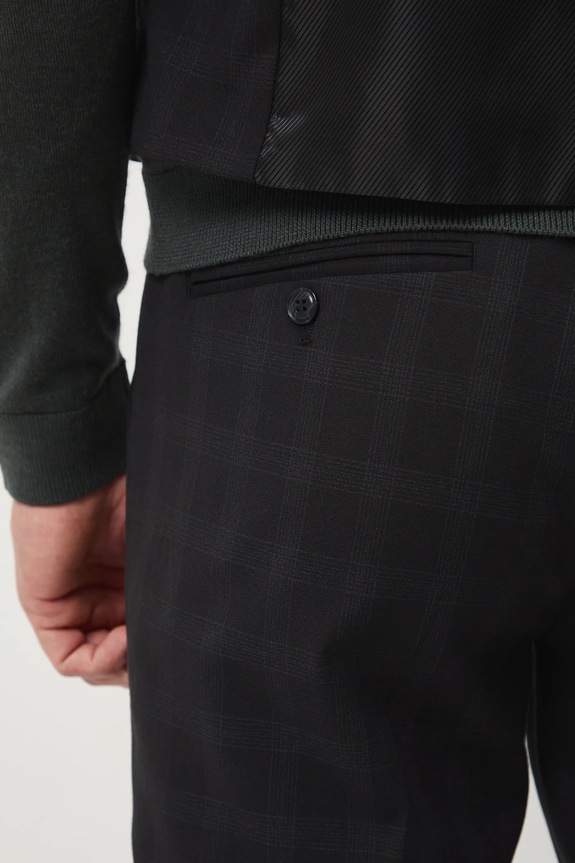 Nohavice slim károvaný čierna RW25-SPMA20