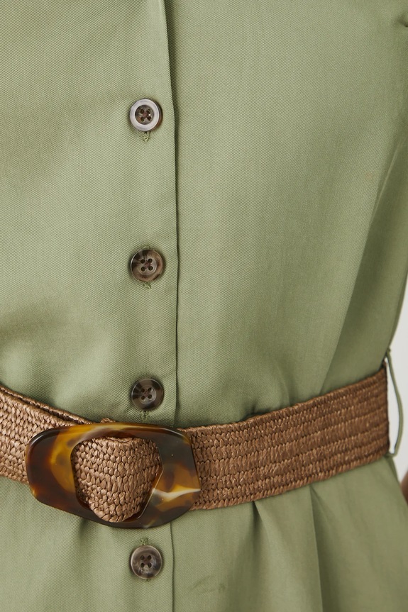 Šaty dámské midi s páskem RW25-SUD013 zelená