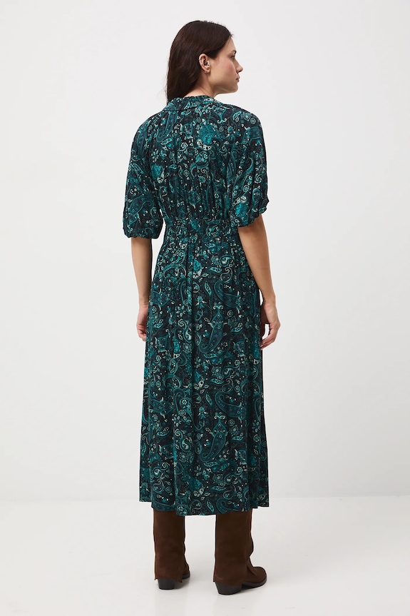 Oblečenie Šaty dámske vzorované z viskózy midi RW25-SUD054 tyrkysová