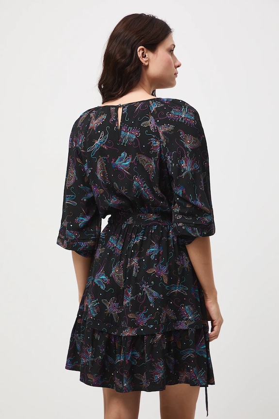 Odzież Sukienka mini z paskiem wzorzysta RW25-SUD055 czarny