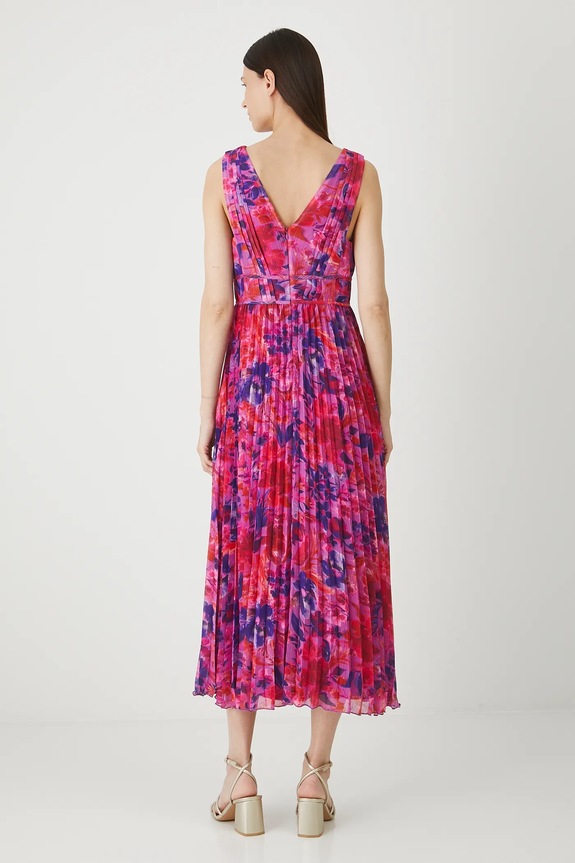 Odzież Sukienka damska plisowana wzorzysta RW25-SUD203 multicolor