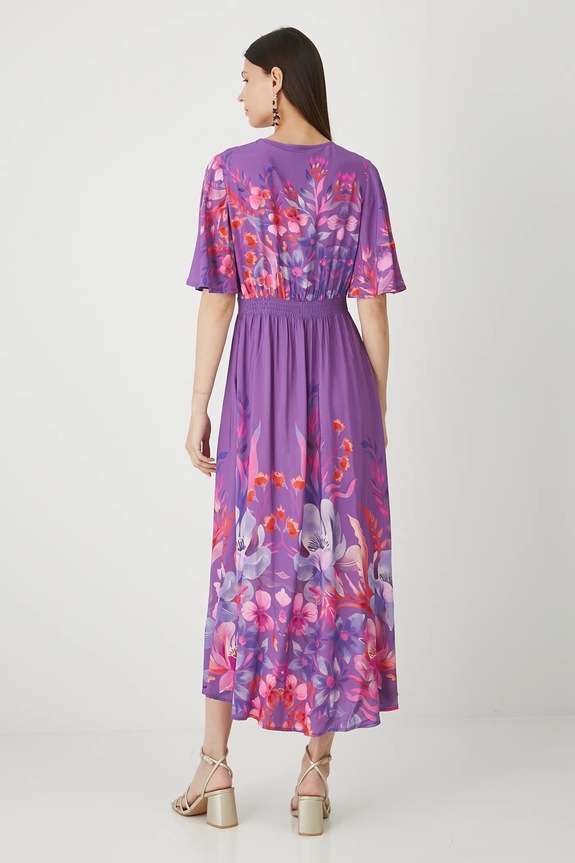 Odzież Sukienka damska maxi wzorzysta z wiskozy RW25-SUD206 multicolor