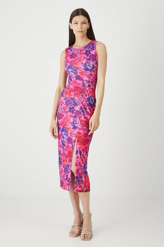 Sukienka damska midi wzorzysta midi multicolor RW25-SUD207