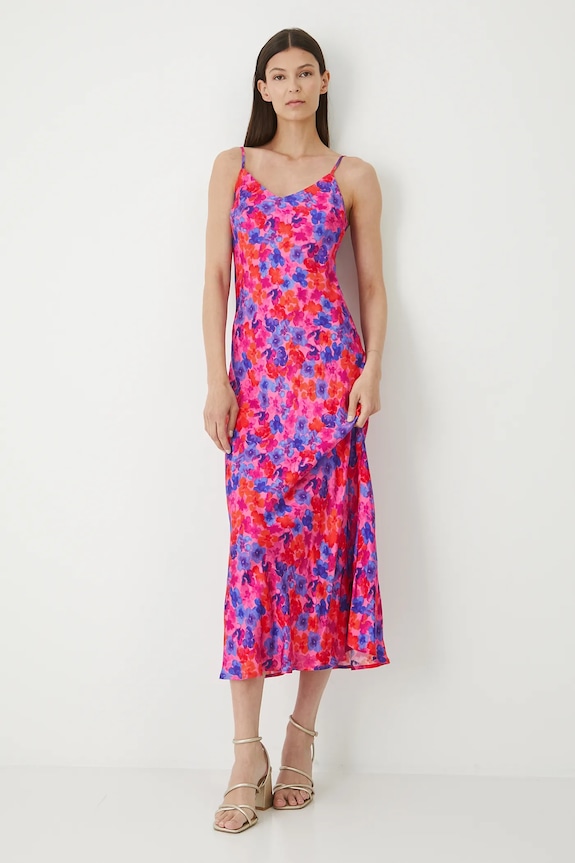 Sukienka maxi z wiskozy casual różowy RW25-SUD208