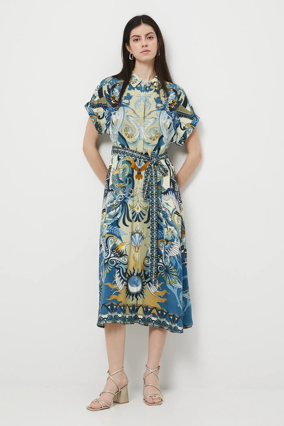 Sukienka damska midi z wiskozy wzorzysta RW25-SUD301 multicolor RW25