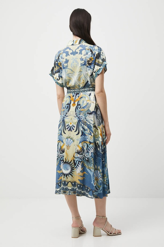 Odzież Sukienka damska midi z wiskozy wzorzysta RW25-SUD301 multicolor