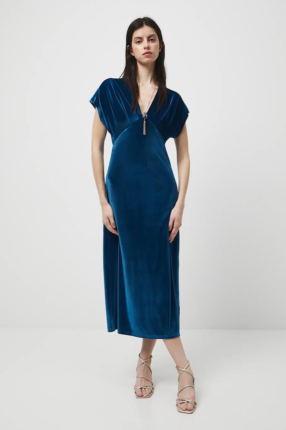 Sukienka midi welurowa RW25-SUD303 turkusowy RW25