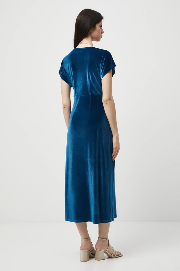 Odzież Sukienka midi welurowa RW25-SUD303 turkusowy