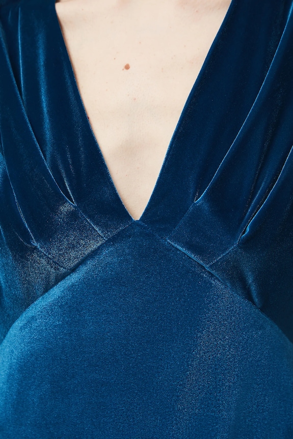 Sukienka midi welurowa RW25-SUD303 turkusowy