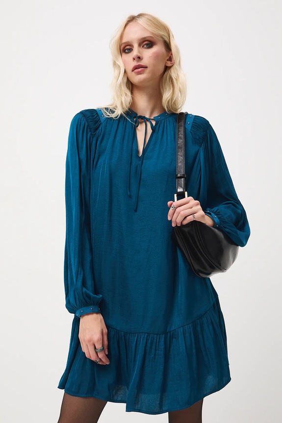 Šaty dámske mini hladká RW25-SUD703 tyrkysová RW25