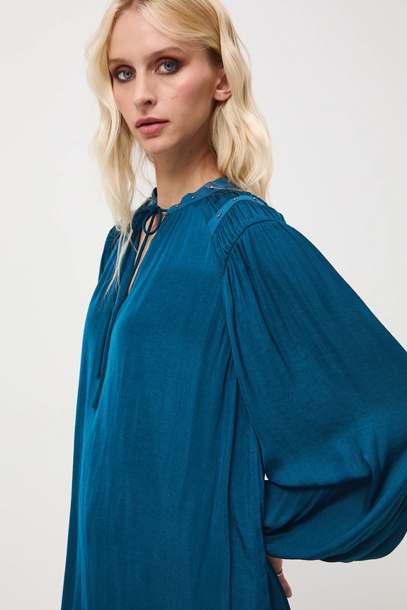 Šaty dámske mini hladká tyrkysová RW25-SUD703