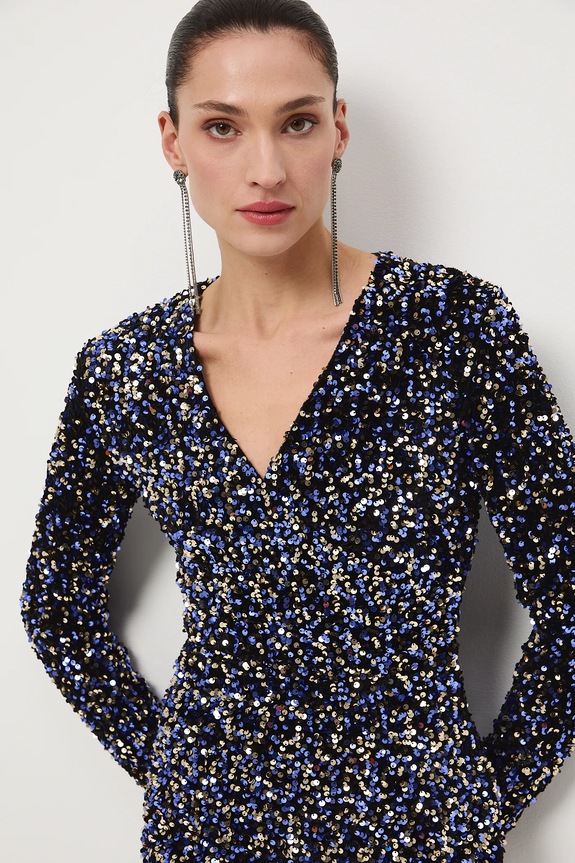 Šaty dámske mini s flitrami RW25-SUDA00 viacfarebná