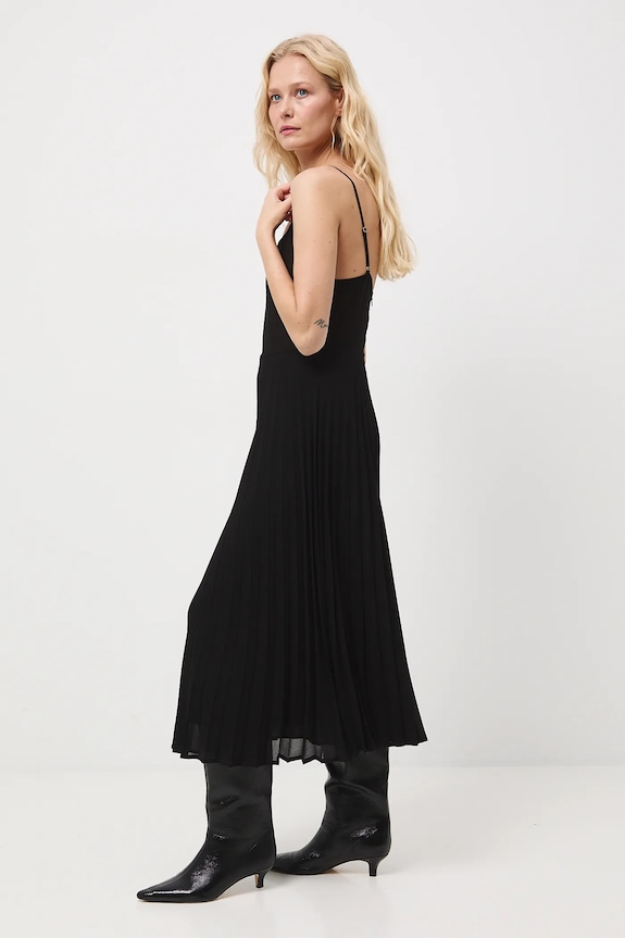 Odzież Dwuczęściowa sukienka midi plisowana RW25-SUDA04 czarny