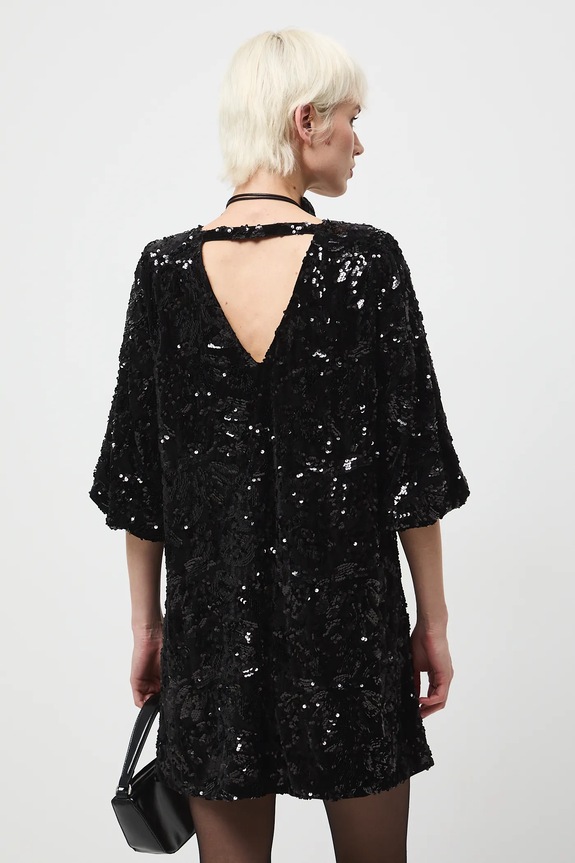 Oblečenie Šaty dámske mini s flitrami RW25-SUDA11 čierna