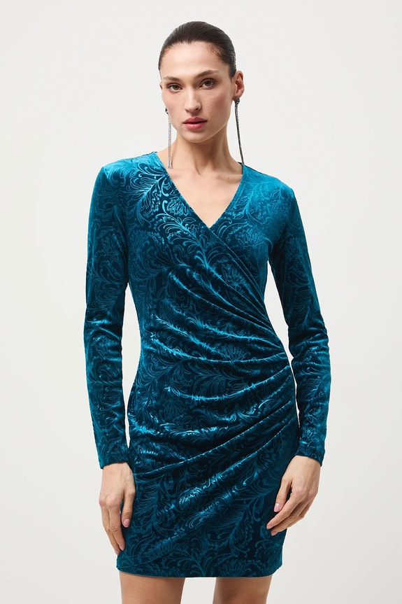 Šaty dámske mini zamatová s elastanom tyrkysová RW25-SUDA15