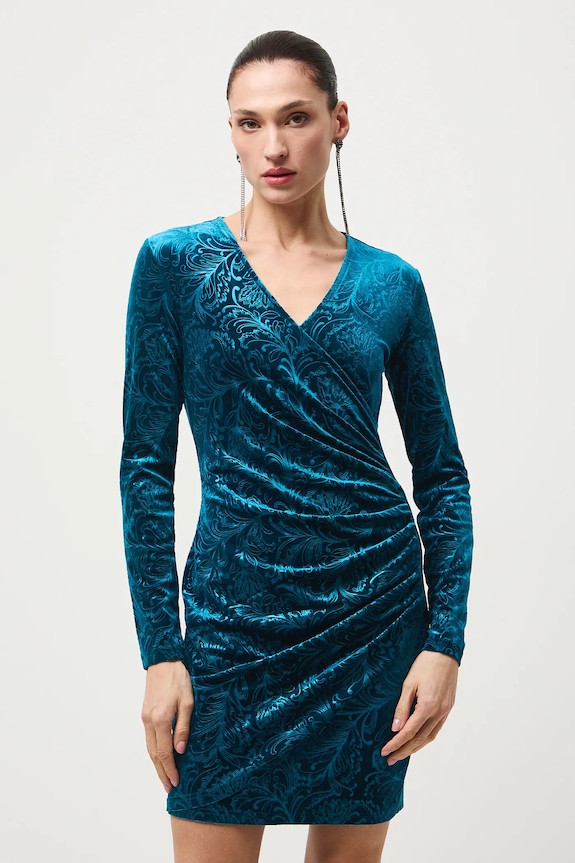 Šaty dámske mini zamatová s elastanom tyrkysová RW25-SUDA15